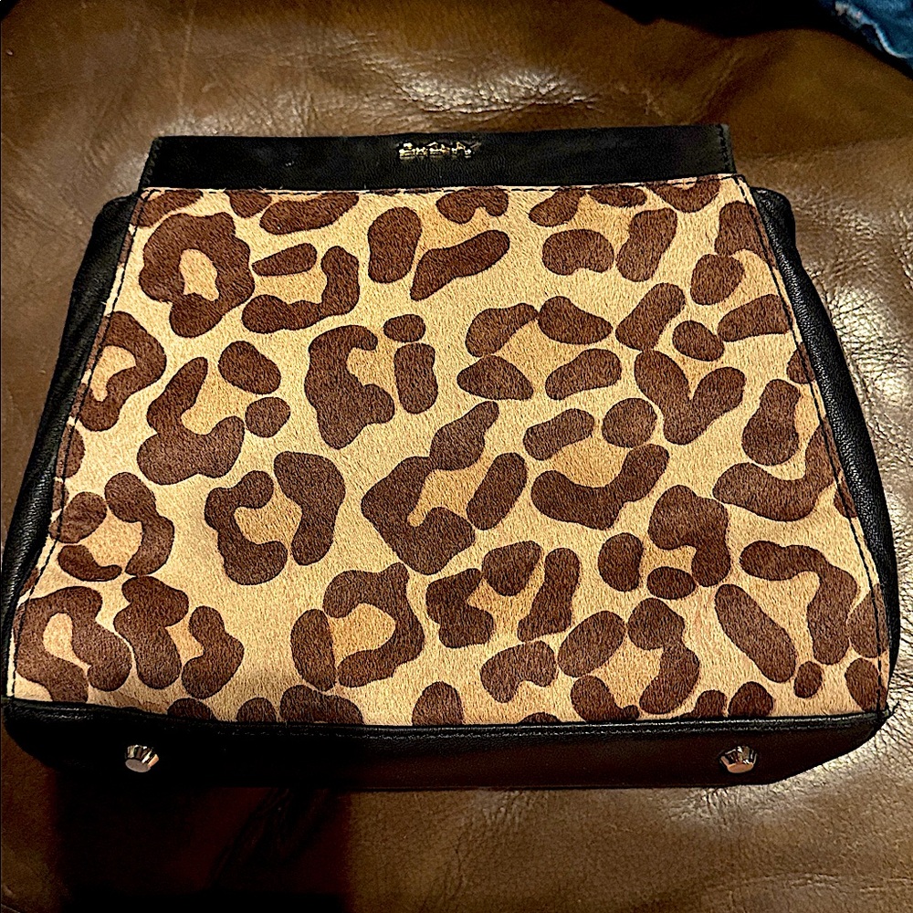DKNY Animal Print Shoulder Bag - Black and Brown